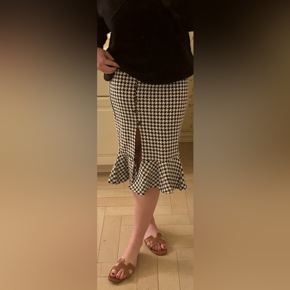 Brit Rose houndstooth midi skirt NWT